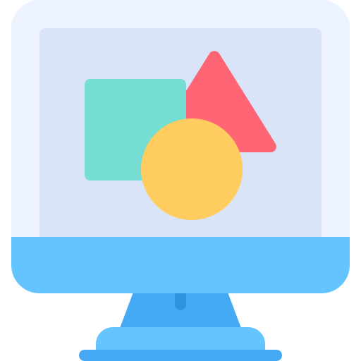 graphic design monitor with shapes