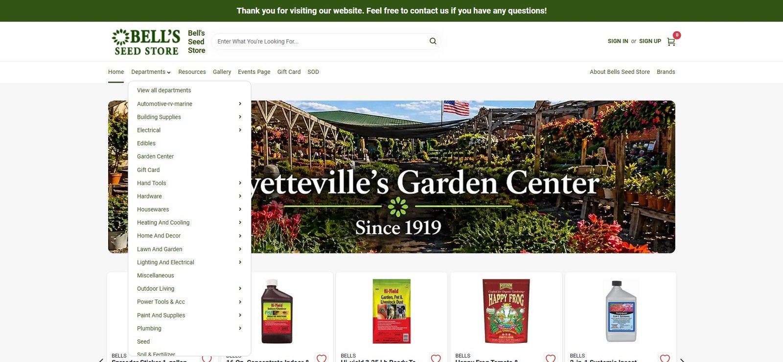Bell's Seed Store Website